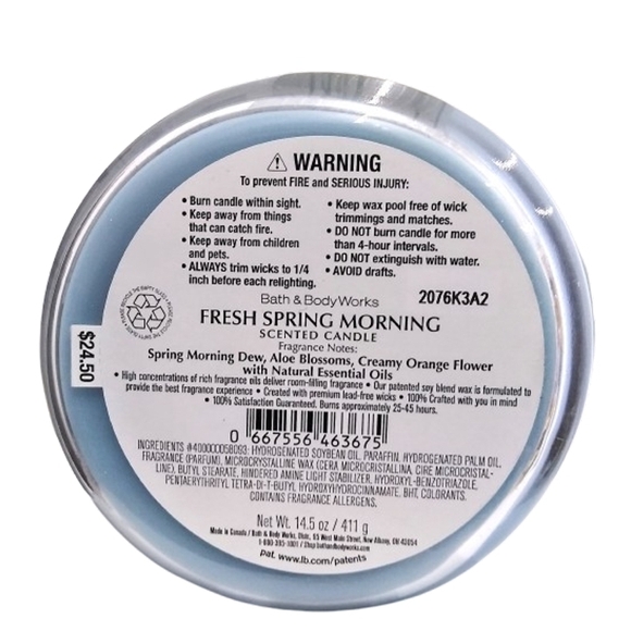 NWT Bath And Body Works Fresh Spring Morning Scented 3 Wick Candle - Picture 3 of 3